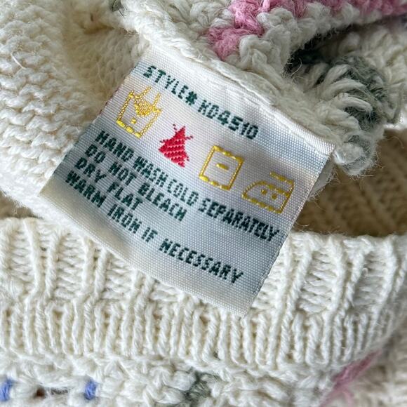 Vintage 90s Y2k Fair Isle Sweater Vest Grandma Cottage Gloomy Coquette S M - Picture 5 of 8